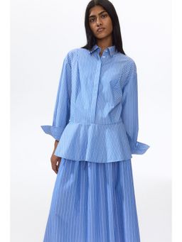 H&M - Women Blue Long Peplum Shirt