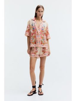 H&M - Women Pink Short-Sleeved Lyocell Shirt