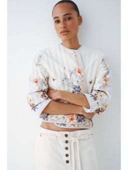 H&M - Women White Quilted Linen-Blend Jacket