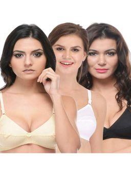 Bodycare - Black-Skin & White Premium Non Padded 3Pcs Bra Combo