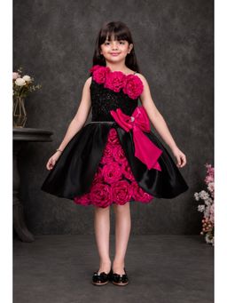 Lagorii - Girls Flared Fit Satin Black Frock