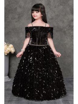 Lagorii - Girls Flared Fit Net Black Gown