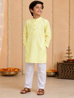 KiddoPanti - Boys Regular Fit Rayon Off White Kurta