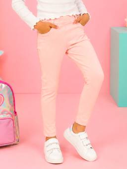 KiddoPanti - Girls Skinny Fit Cotton Pink Jeggings