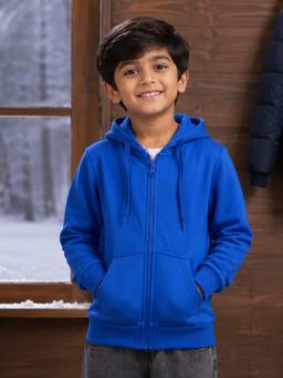 KiddoPanti - Unisex Regular Fit Fleece Blue Sweatshirt