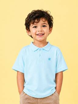 Kidbea - Boys Comfortable Fit Bamboo Blue Polo T-Shirt