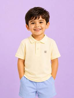 Kidbea - Boys Comfortable Fit Bamboo Cream Polo T-Shirt