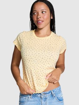 Victoria's Secret - Yellow Spill-the-Tea Cotton Baby Tee