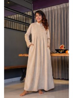FEATHERS CLOSET - Super Soft Beige Pleated Woollen Maxi