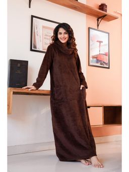 FEATHERS CLOSET - Super Soft Brown Cowl Neck Woollen Maxi