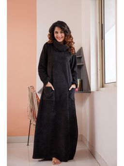 FEATHERS CLOSET - Super Soft Black Cowl Neck Woollen Maxi