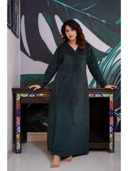 FEATHERS CLOSET - Super Soft Emerald V Neck Woollen Maxi