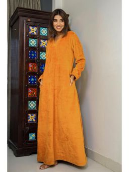 FEATHERS CLOSET - Super Soft Mustard V Neck Woollen Maxi
