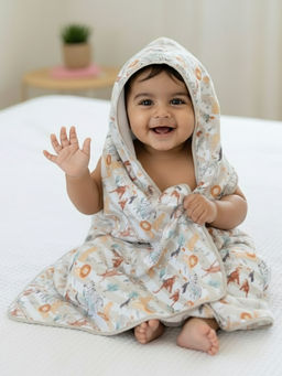 Cocoon Care - Bamboo Muslin Forest Printed Hooded Towel For Babies (18-24 Months)