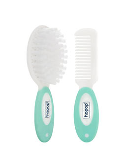 Hopop - Baby Soft Bristle Hair Brush & Rounded Teeth - Green (0-3 Months)
