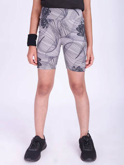 UMILDO - Grey Floral Print Cycling Shorts for Girls