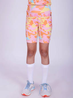 UMILDO - Orange Printed Cycling Shorts for Girls