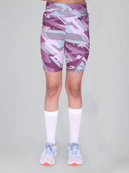 UMILDO - Burgundy Printed Cycling Shorts for Girls