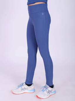 UMILDO - Girls Solid Dry Fit Stretchy Breathable Blue Sports Leggings