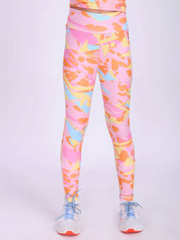 UMILDO - Girls Printed Dry Fit Stretchy Breathable Orange Sports Leggings