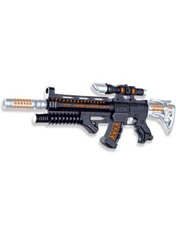 Joy Junction - Black Military Camouflage Gun For Kids With Light, Sound & Vibration (3-12 Years)