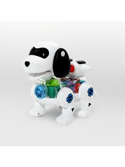 Joy Junction - White Mechanical Gear Drive Dog Light Music, Tail-Wags, Walks (3-12 Years)