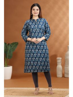Cotton Culture - Indigo Jaipuri Cotton Straight Printed Kurta