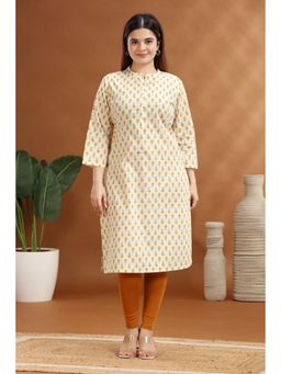 Cotton Culture - Cream Jaipuri Cotton Straight Printed Kurta