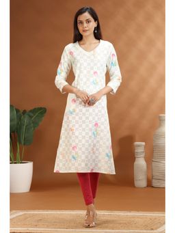 Cotton Culture - Off White Cotton Straight Printed Kurta