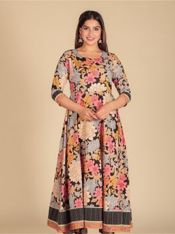 ARAMYA - Women Multi-Color Cotton Floral Kurta