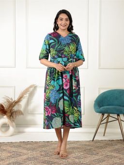 ARAMYA - Women Multi-Color Cotton Floral Kurta