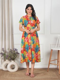 ARAMYA - Women Multi-Color Cotton Floral Kurta