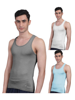 FREECULTR - Men's Twin Skin Bamboo Anti Microbial Breathtech Cotton Vest, Pack of 3