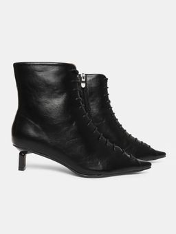 RSVP by Nykaa Fashion - Black Solid Ankle Length Lace Up Boots