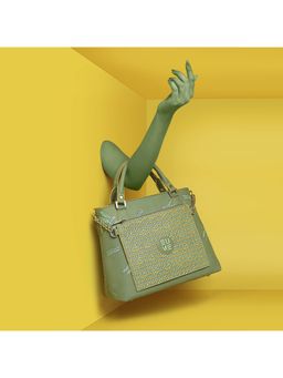 EUME - Skimmer Women Satchel Handbag Vegan Leather Dragonfly UV Printed Satchel Basil Green