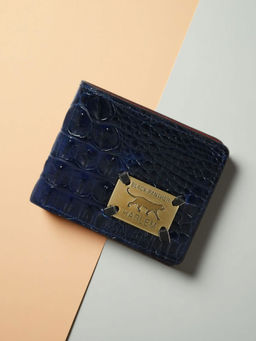 Hidesign - Navy Blue Genuine Leather Mens Bifold Wallet