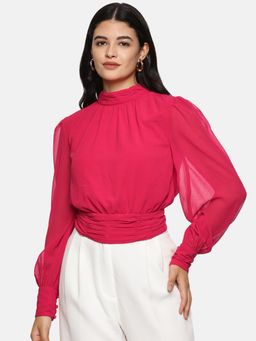 IS.U - Pink Blouson Sleeve Top