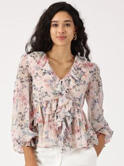 IS.U - Multi-Color V-Neck Ruffled Top