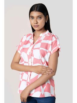 Not So Pink - Mandarin Collar Shirt Extended Sleeves with Turn Up
