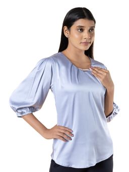 Not So Pink - Women Solid Sleeve Detailed Design Top