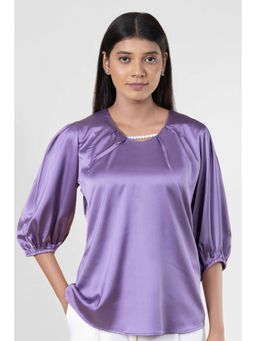 Not So Pink - Women Solid Sleeve Detailed Design Top