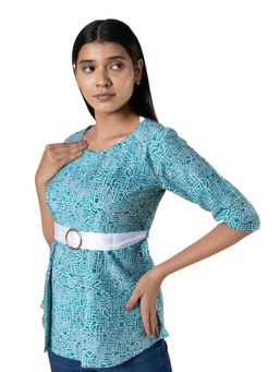 Not So Pink - Round Neck Waist Belt Feminine Top