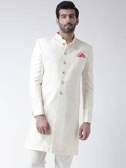 KISAH - Men White Sherwani Front Closure