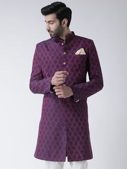 KISAH - Men Magenta Sherwani Front Closure