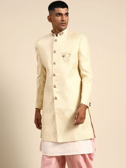 KISAH - Men Cream Sherwani Front Closure