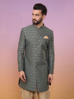 KISAH - Men Grey Sherwani Front Closure