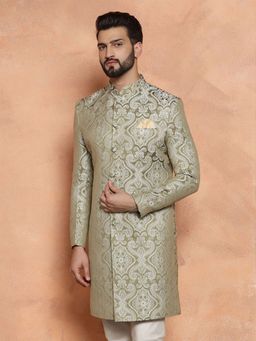 KISAH - Men Green Sherwani Front Closure