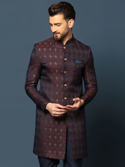 KISAH - Men Purple Sherwani Front Closure