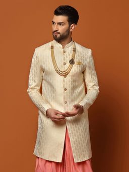 KISAH - Men Cream Sherwani Front Closure