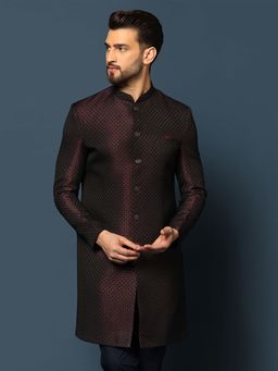 KISAH - Men Purple Sherwani Front Closure